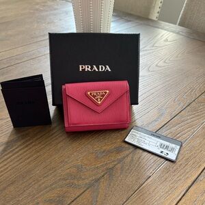 NWT - Pink Prada Trifold Wallet